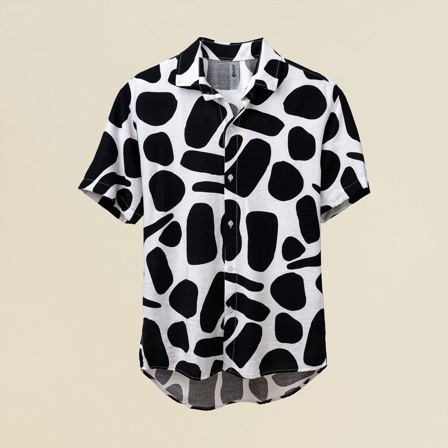 Camisa Cuello Clasico Estampada Blanco/Negro JO021