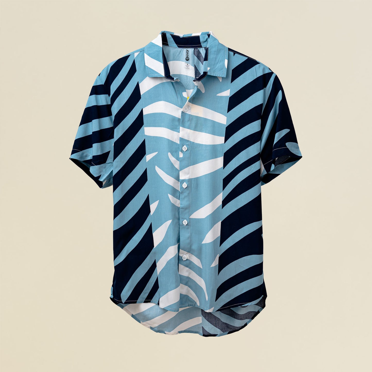 Camisa Cuello Clasico Estampada Azul JO022