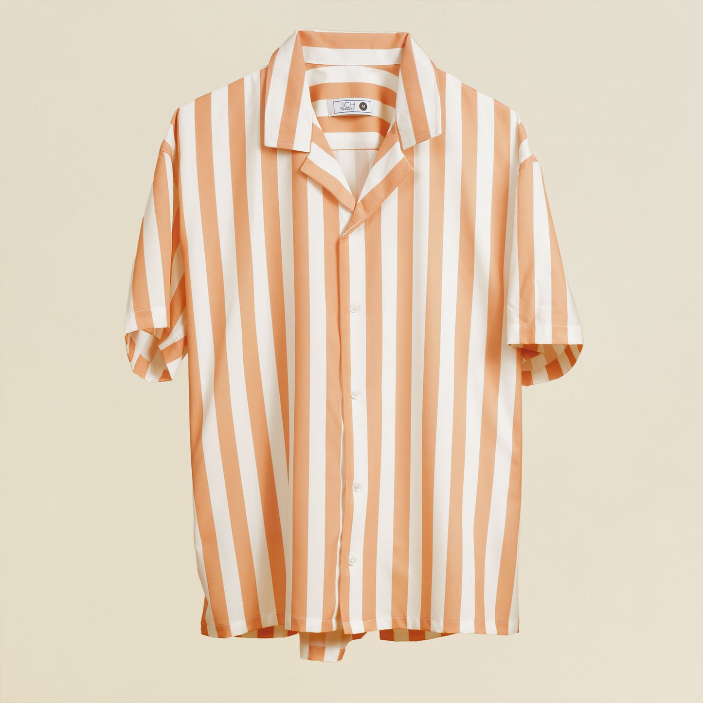 Camisa Bowling Boxy Fit Rayada Blanco/Rosa R99