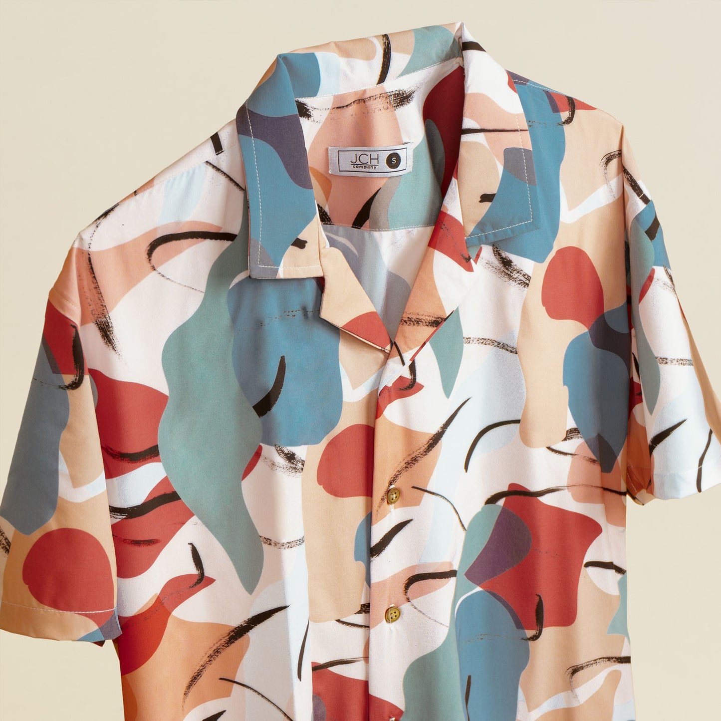 Camisa Bowling Estampada Abstracta S107