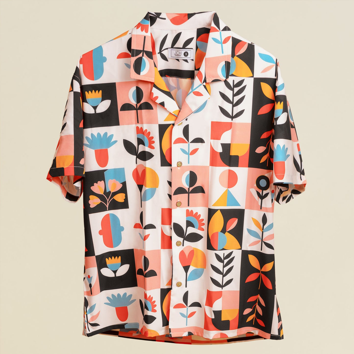 Camisa Bowling Estampada Abstracta S108