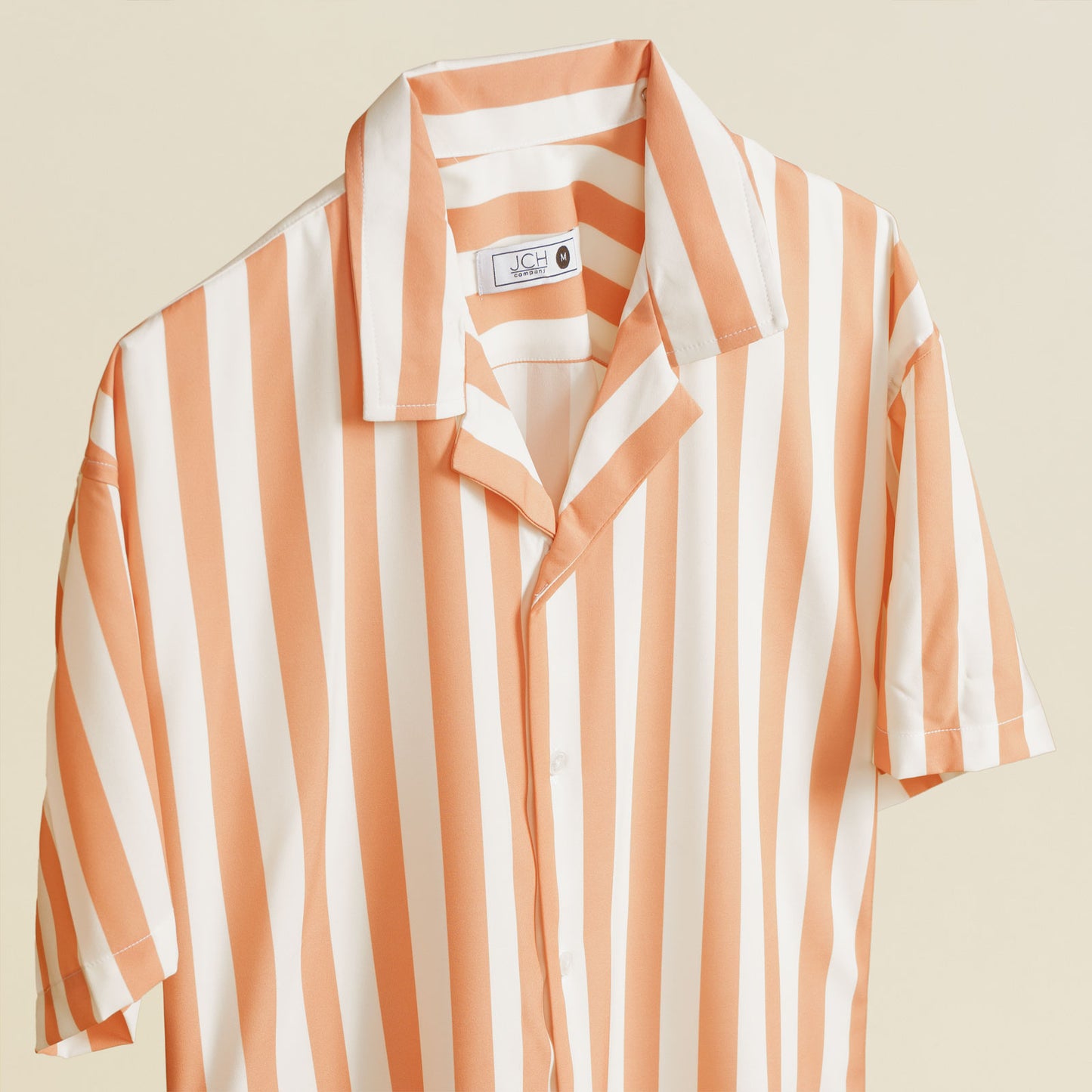 Camisa Bowling Boxy Fit Rayada Blanco/Rosa R99