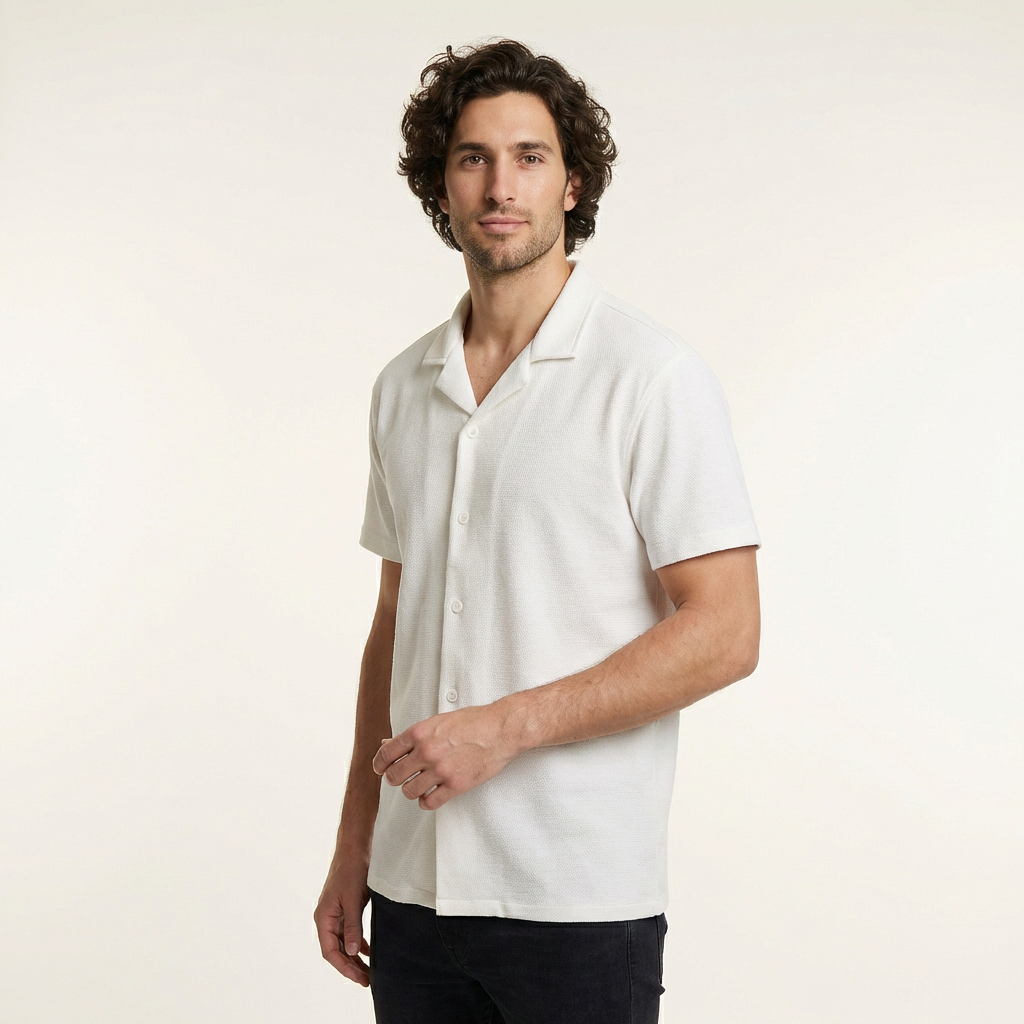 Camisa Texturizada Bowling Marfil T94
