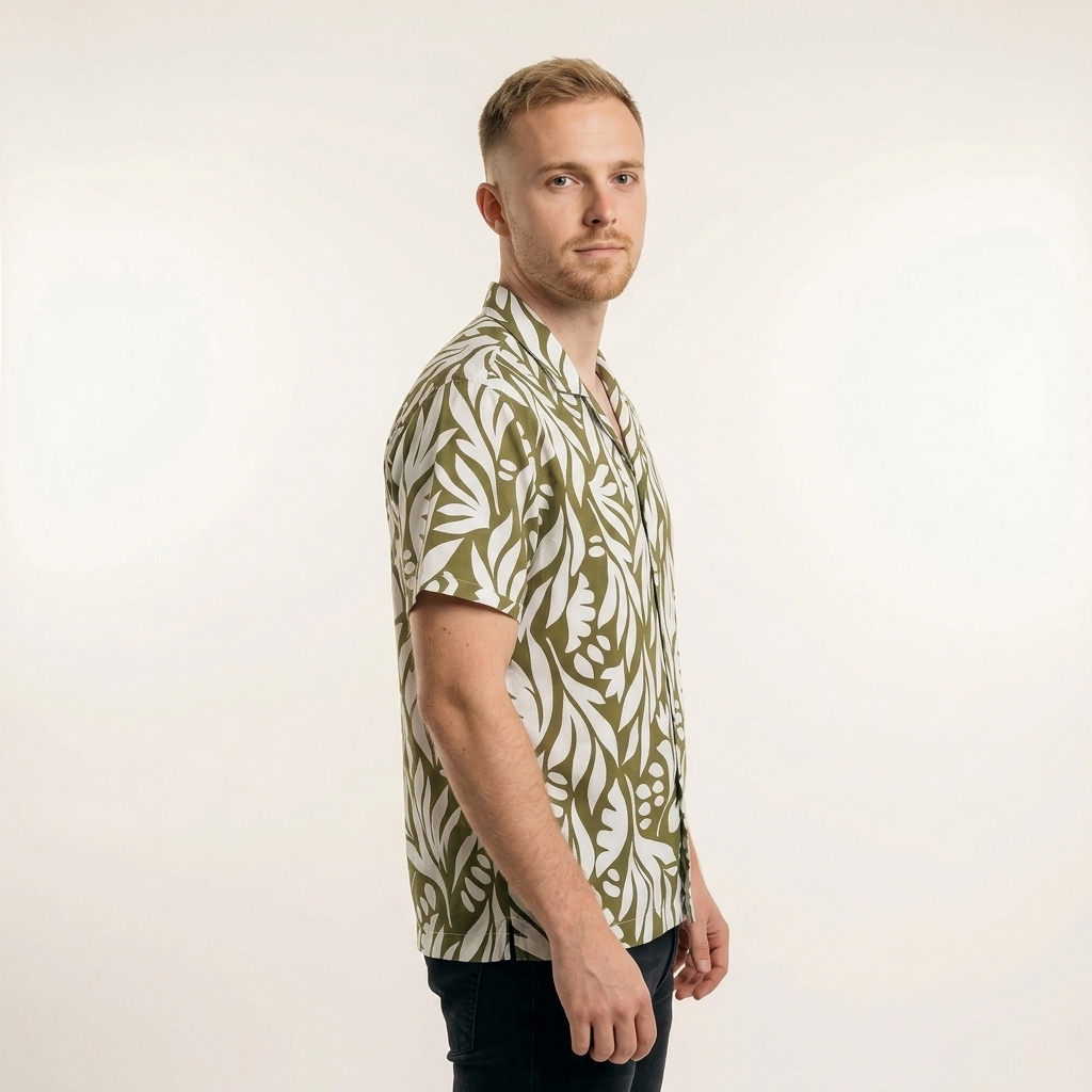 Camisa Bowling Estampada Verde C303