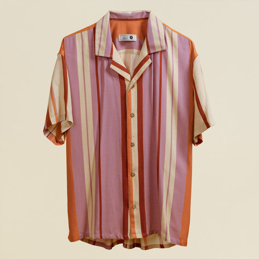Camisa Bowling Boxy Fit Rayada Colores C99