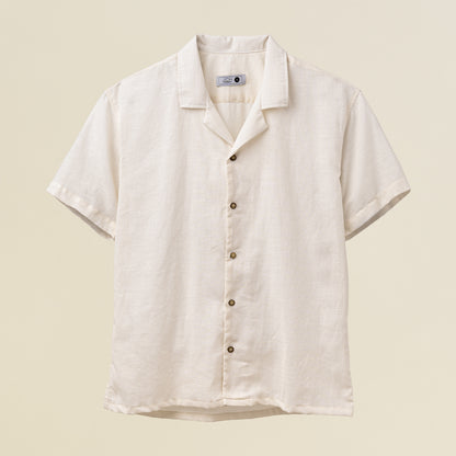 Camisa Bowling Lino Crema C215