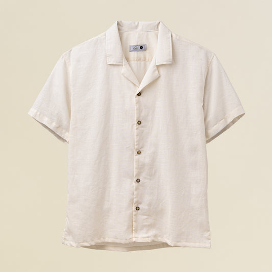 Camisa Bowling Lino Crema C215