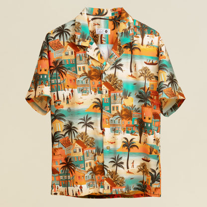 Camisa Bowling Estampada Tropical S105