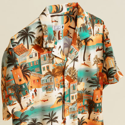 Camisa Bowling Estampada Tropical S105