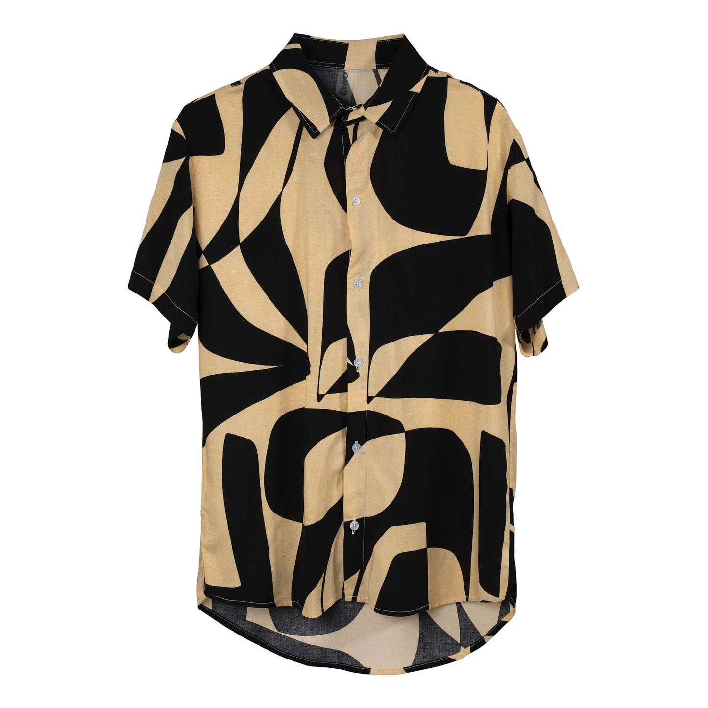Camisa Cuello Clasico Estampada Negro/Amarillo JO007