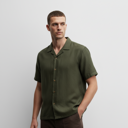 Camisa Bowling Lino Verde C214