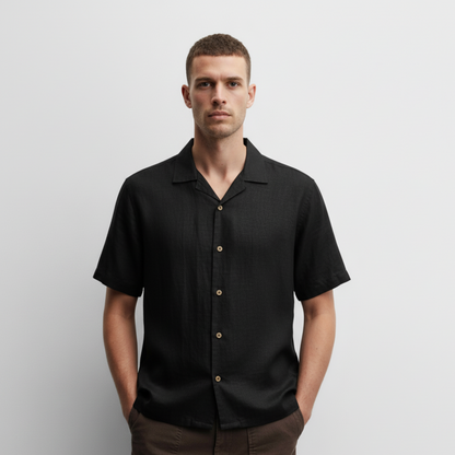 Camisa Bowling Lino Negra C216