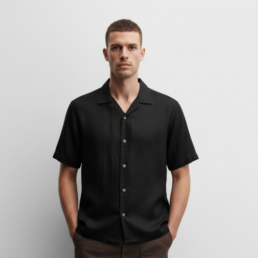 Camisa Bowling Lino Negra C216