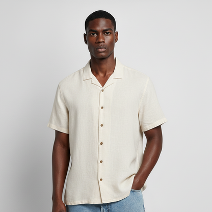 Camisa Bowling Lino Crema C215