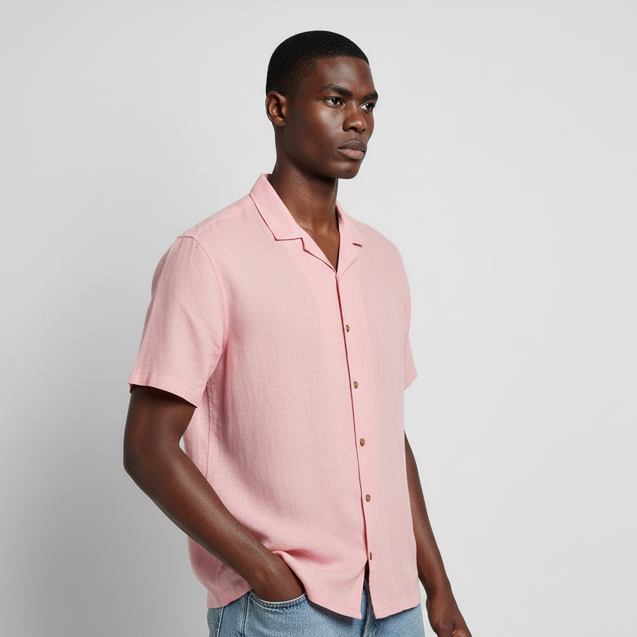 Camisa Bowling Lino Rosa C213