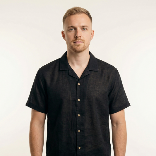 Camisa Bowling Lino Negra C216