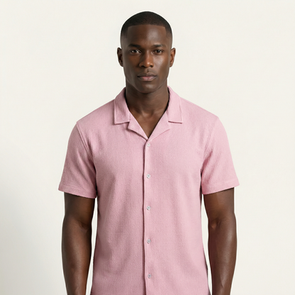 Camisa Texturizada Bowling Rosa C224