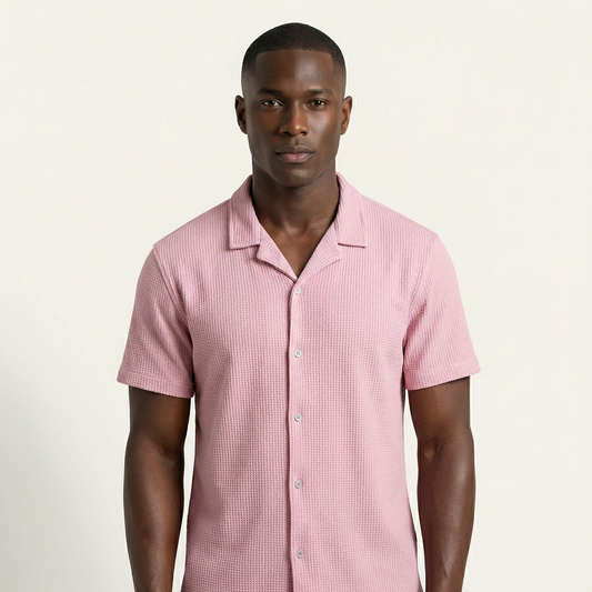 Camisa Texturizada Bowling Rosa C224