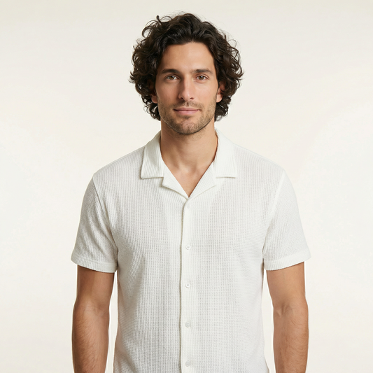 Camisa Texturizada Bowling Blanca C227