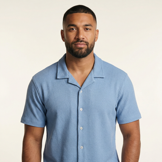 Camisa Texturizada Bowling Azul C225