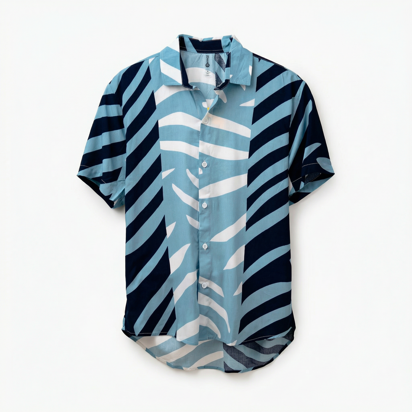 Camisa Cuello Clasico Estampada Azul JO022