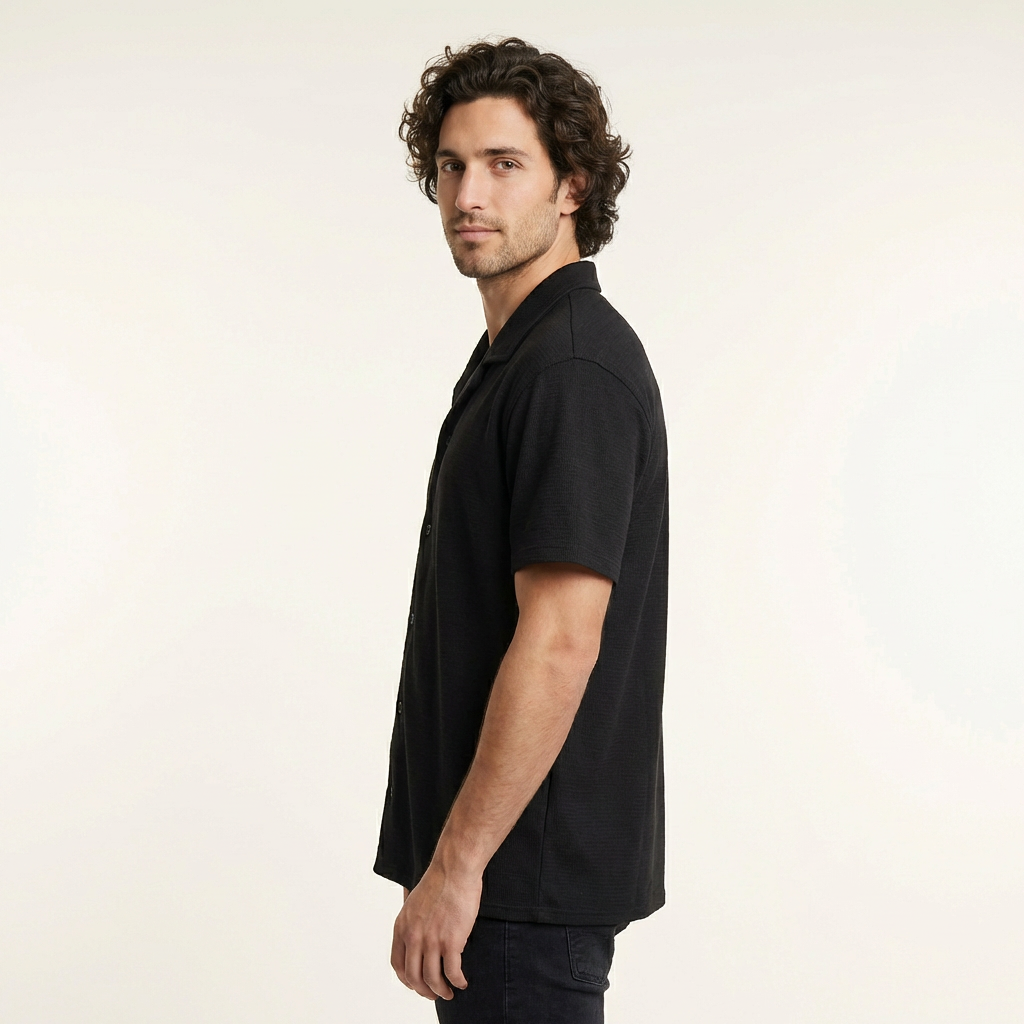 Camisa Texturizada Bowling Negra T92