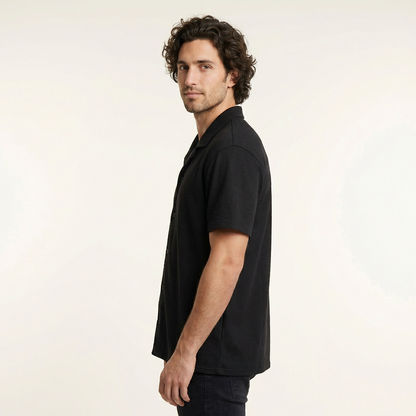 Camisa Texturizada Bowling Negra T92