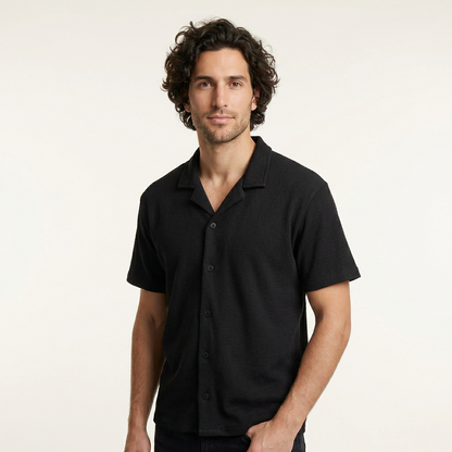 Camisa Texturizada Bowling Negra T92