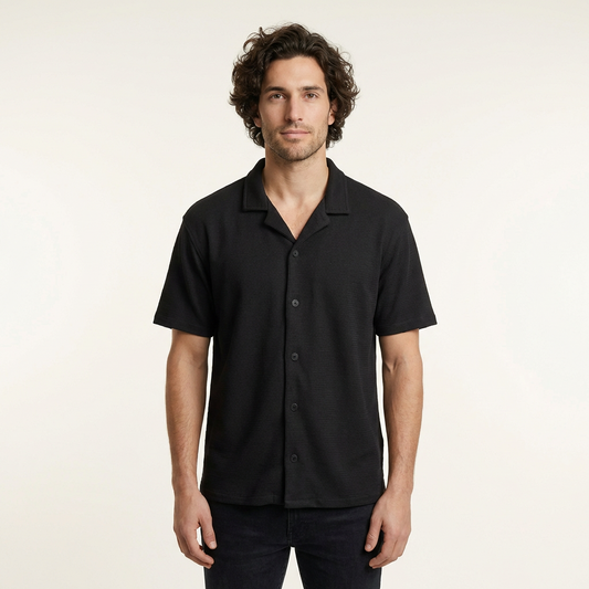 Camisa Texturizada Bowling Negra T92