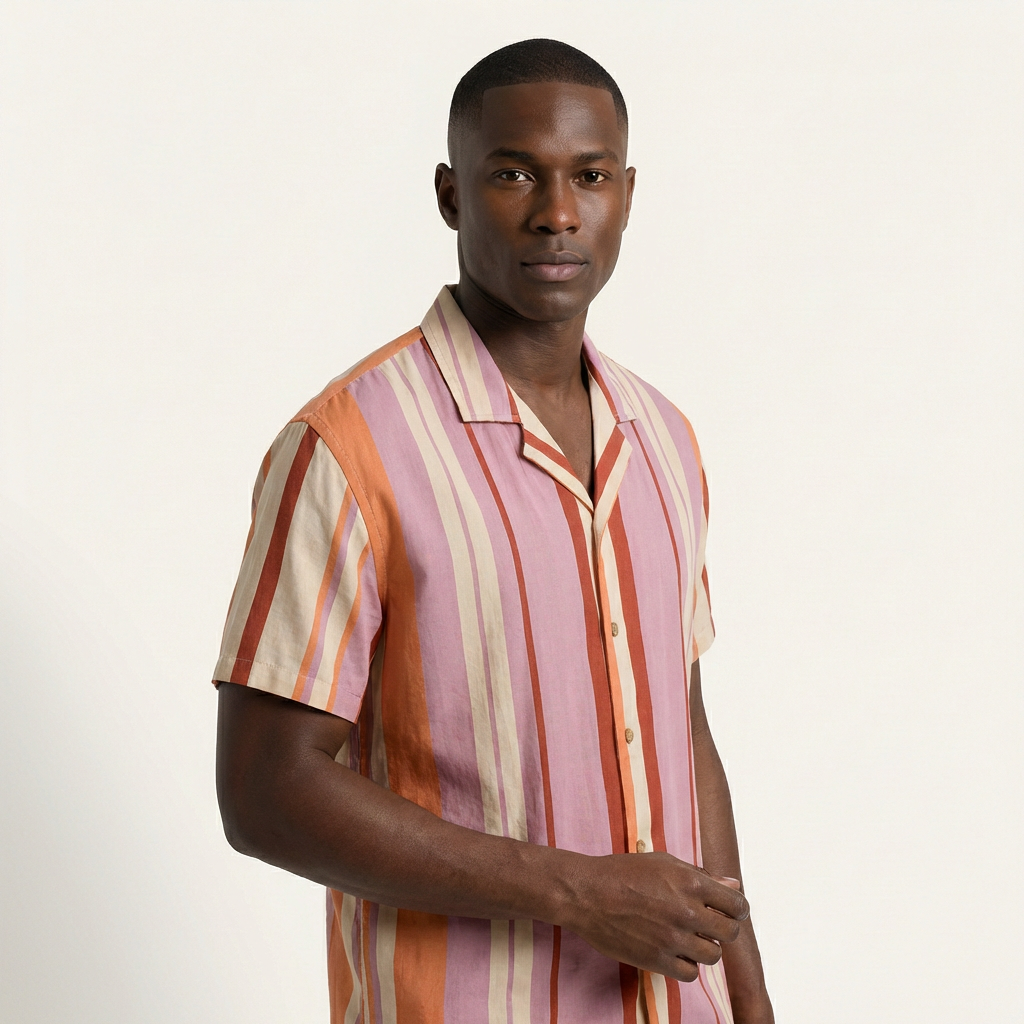 Camisa Bowling Boxy Fit Rayada Colores C99