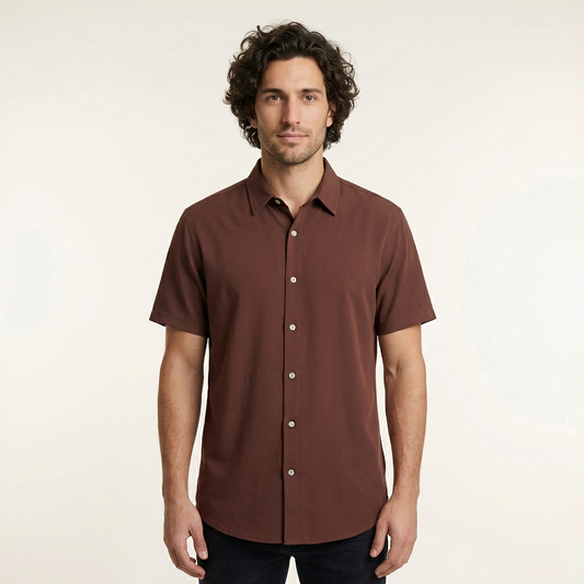 Camisa Cuello Clasico Marron JO006