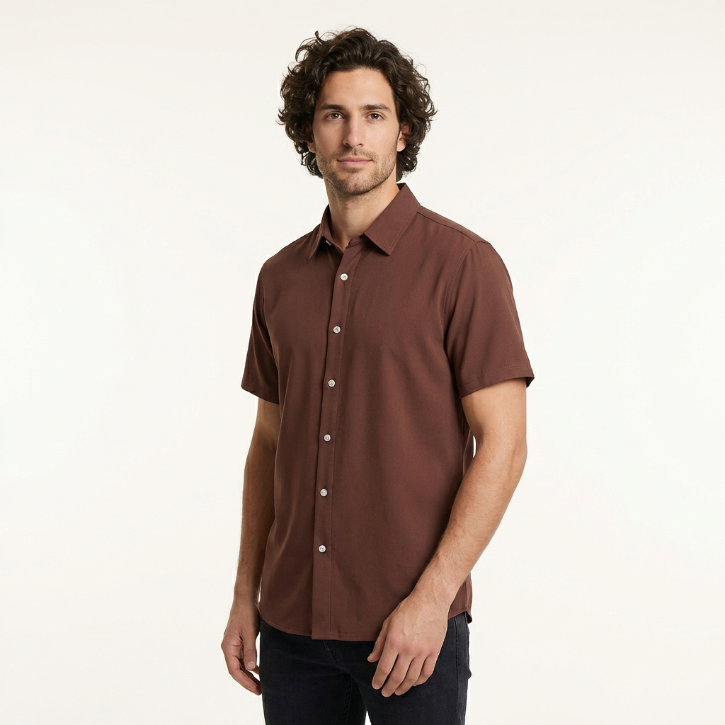 Camisa Cuello Clasico Marron JO006