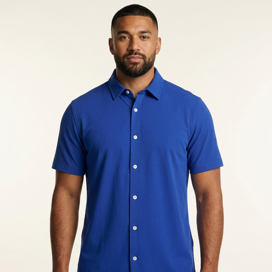 Camisa Cuello Clasico Azul Medio JO002