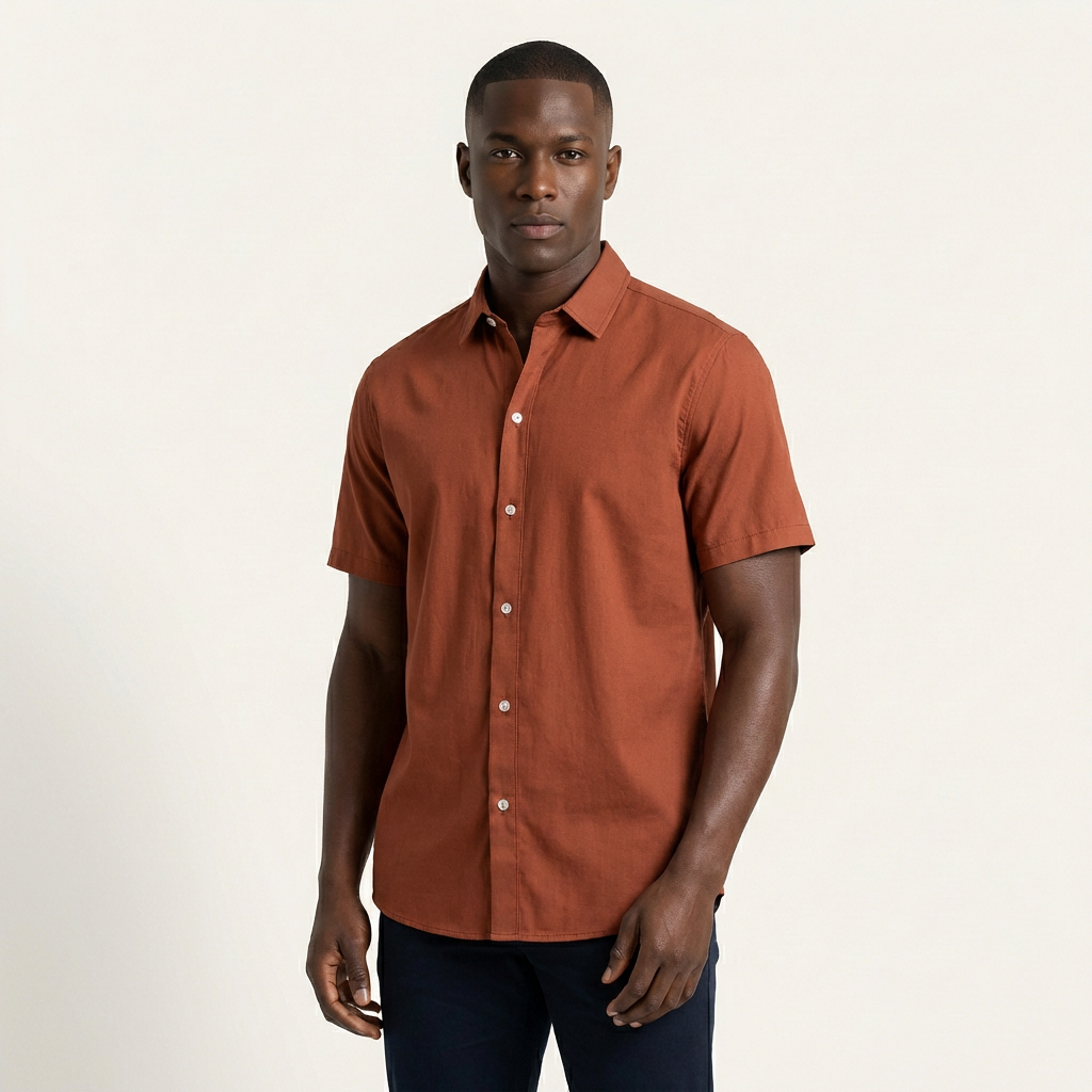 Camisa Cuello Clasico Terracota JO012