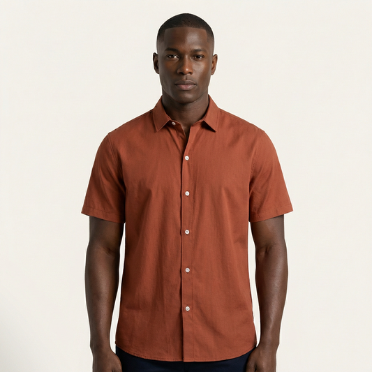 Camisa Cuello Clasico Terracota JO012