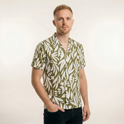 Camisa Bowling Estampada Verde C303
