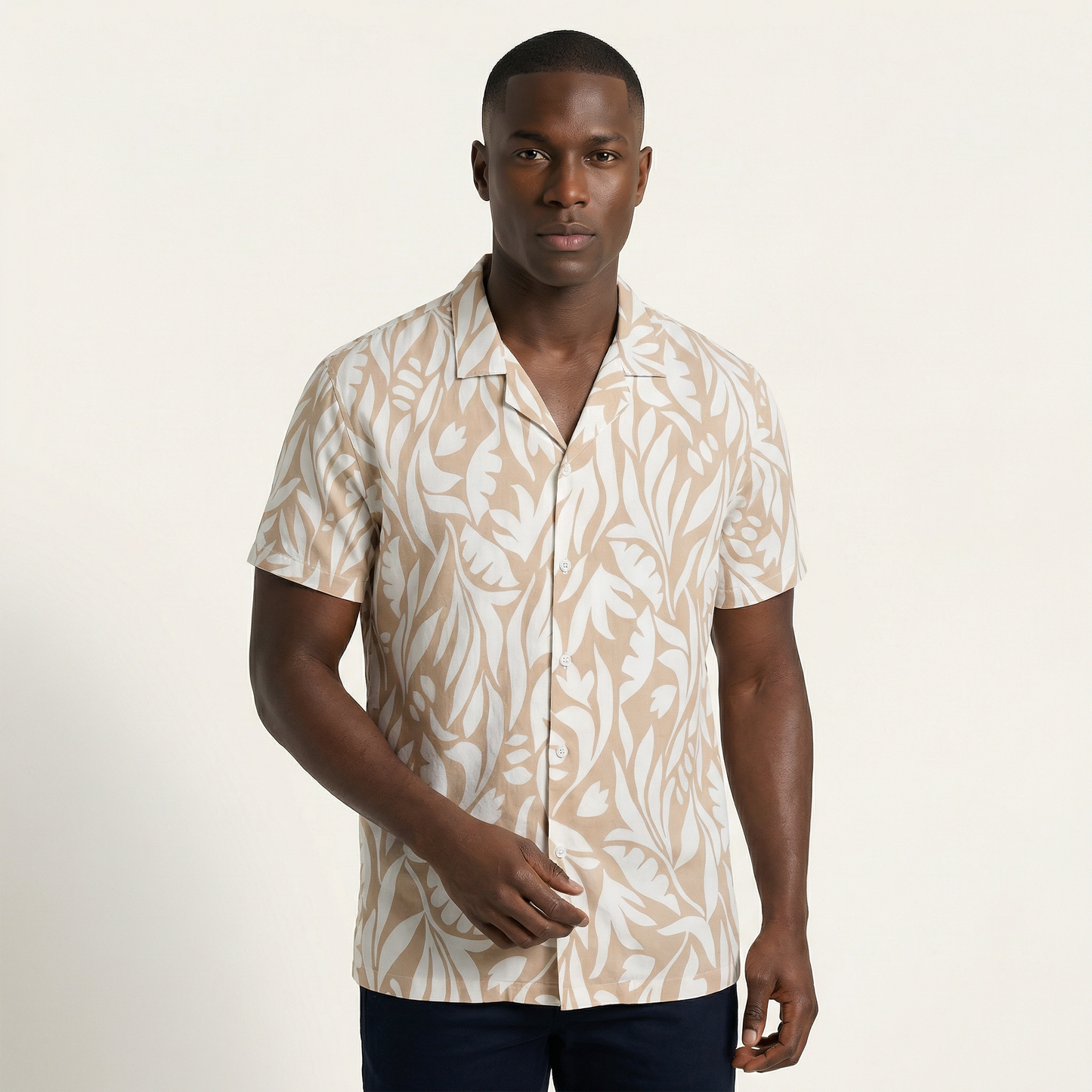 Camisa Bowling Estampada Beige C302