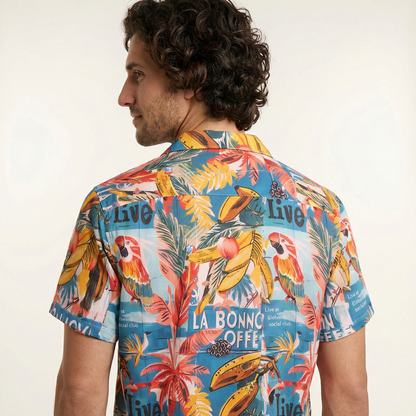 Camisa Bowling Estampada Tropical S103