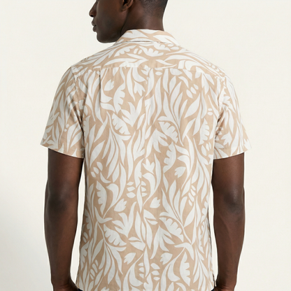 Camisa Bowling Estampada Beige C302