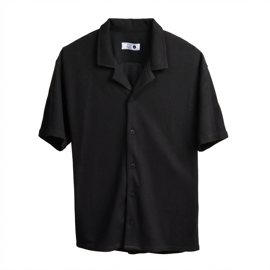 Camisa Texturizada Bowling Negra T92
