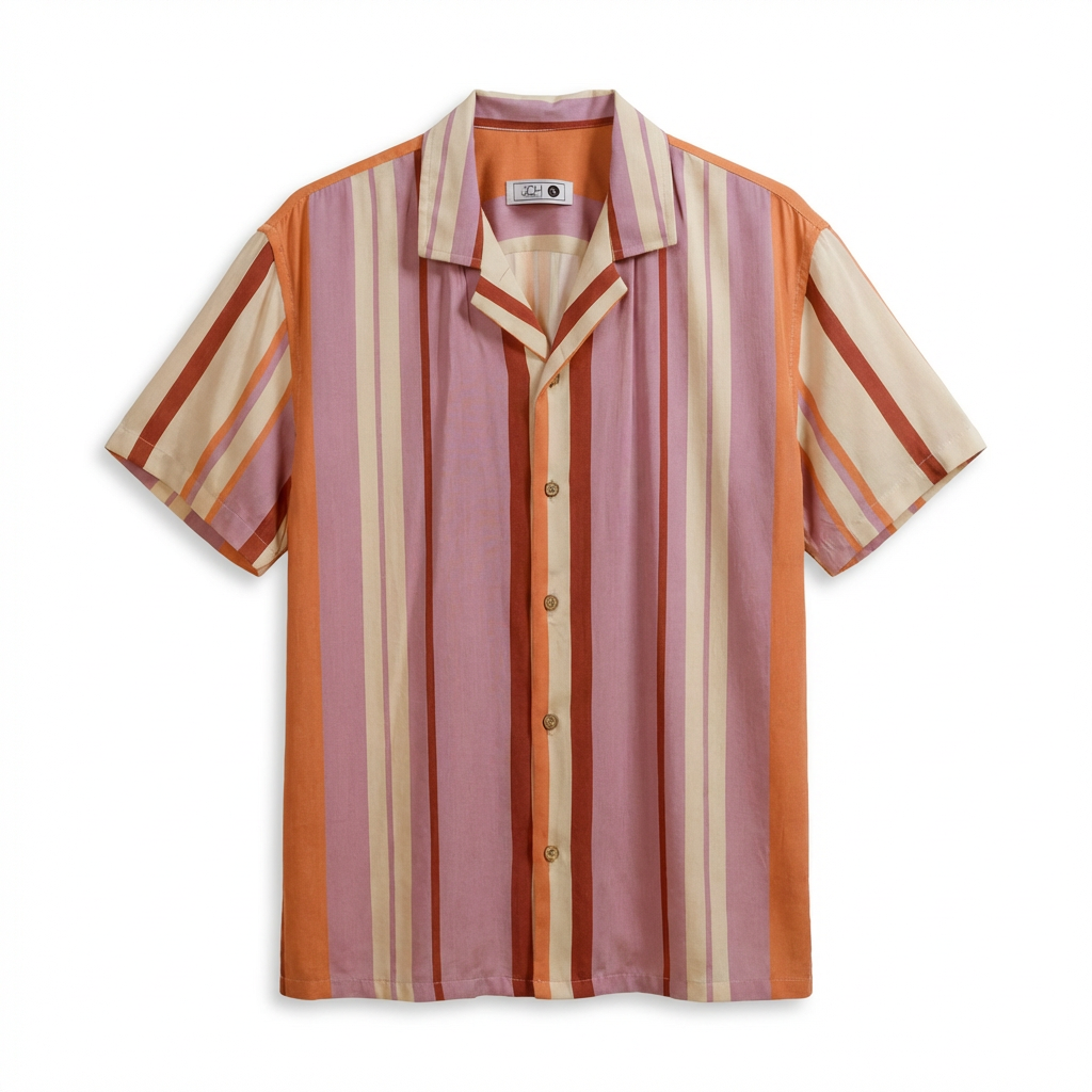 Camisa Bowling Boxy Fit Rayada Colores C99