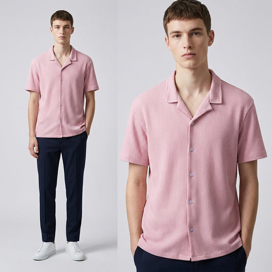 Camisa Texturizada Bowling Rosa C224