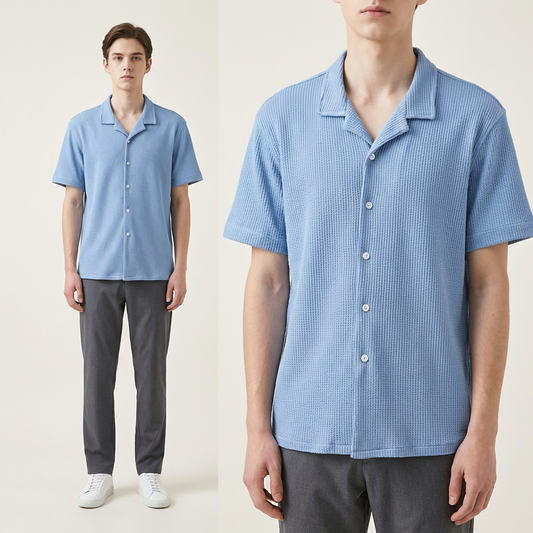 Camisa Texturizada Bowling Azul C225