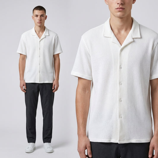 Camisa Texturizada Bowling Blanca C227