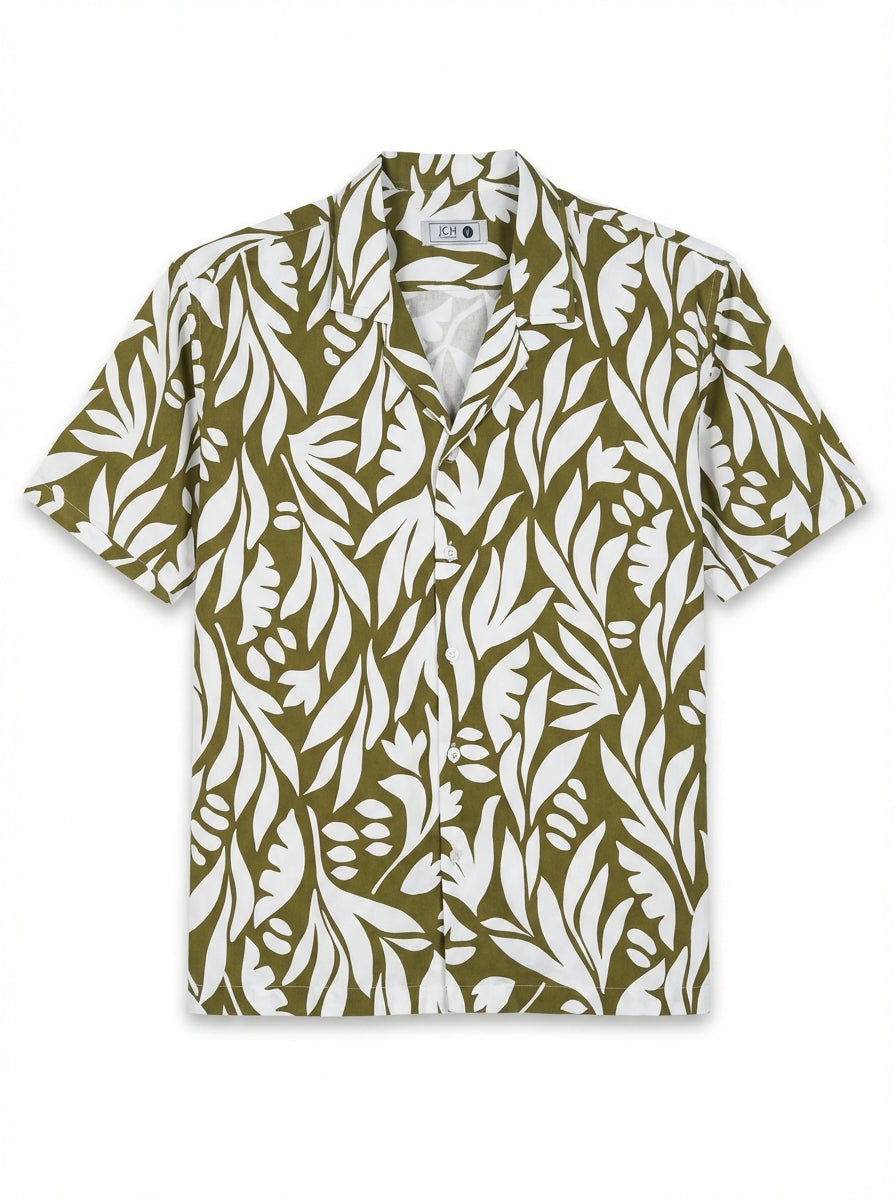 Camisa Bowling Estampada Verde C303
