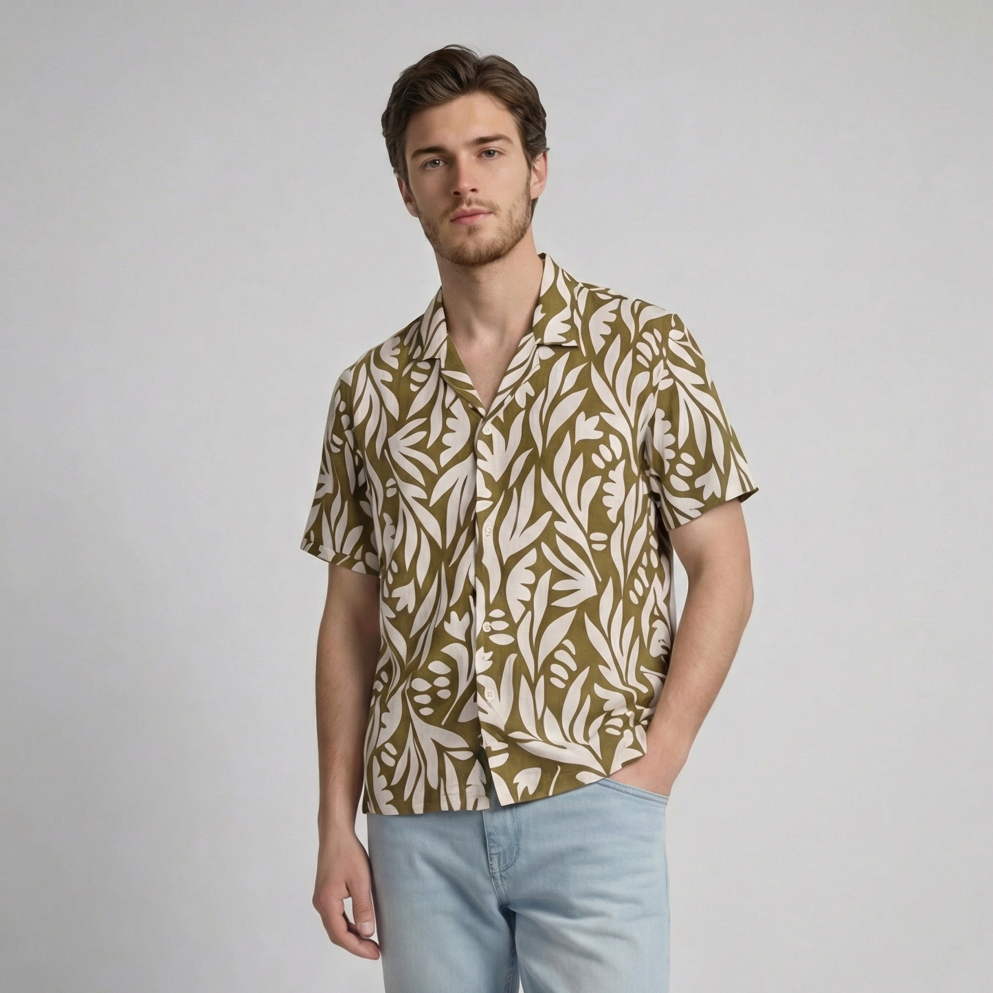 Camisa Bowling Estampada Verde C303