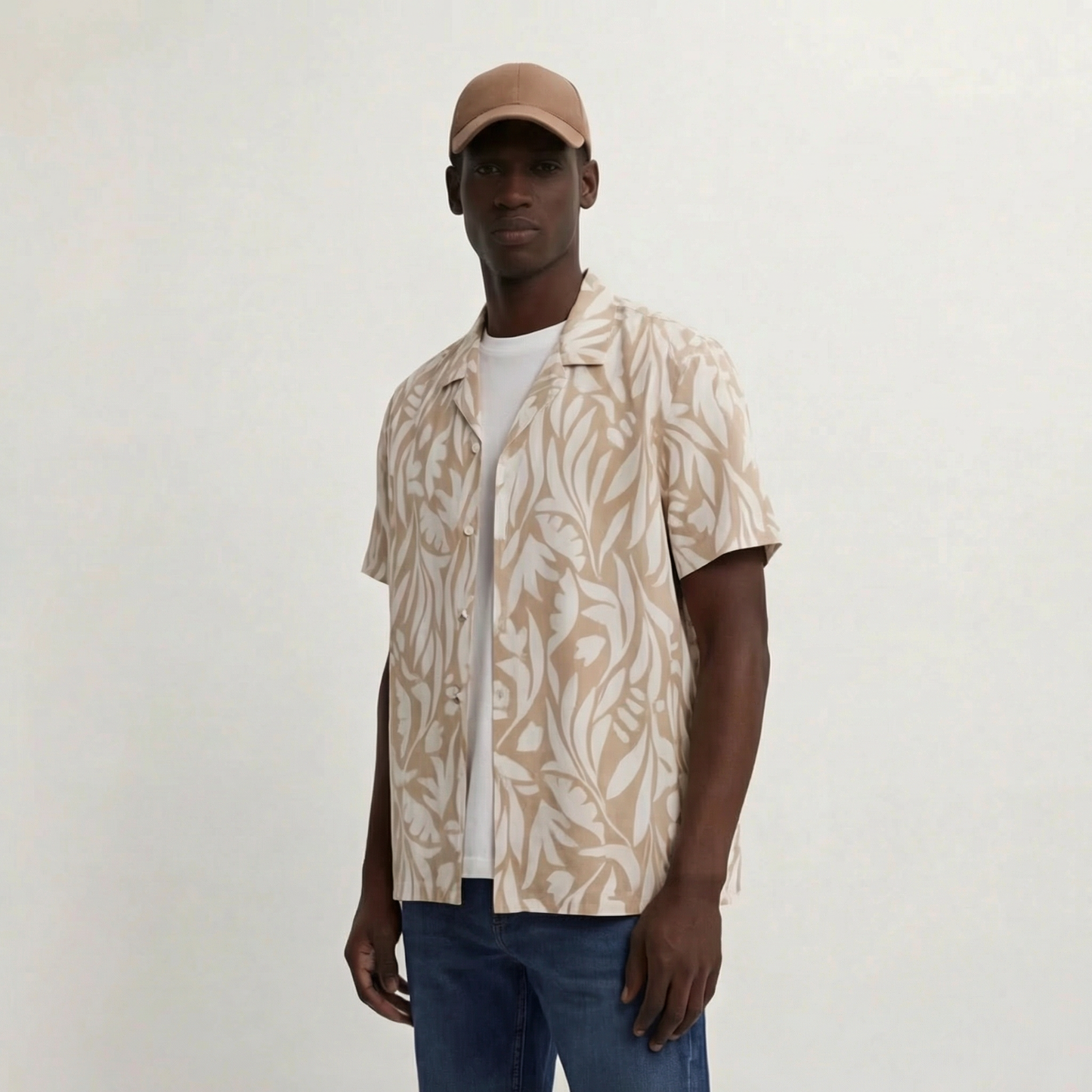 Camisa Bowling Estampada Beige C302