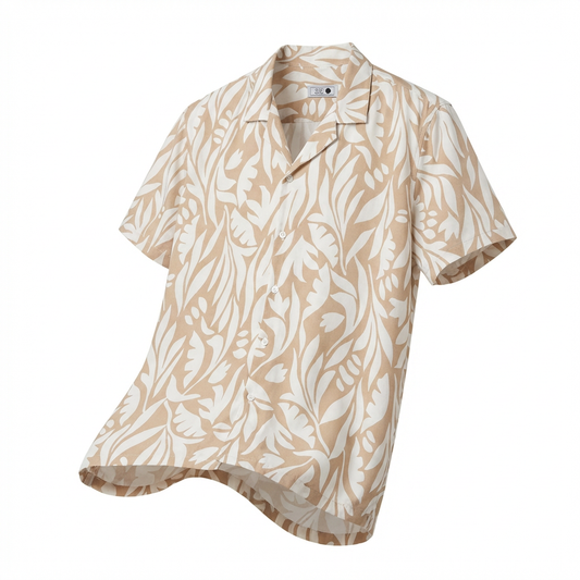 Camisa Bowling Estampada Beige C302