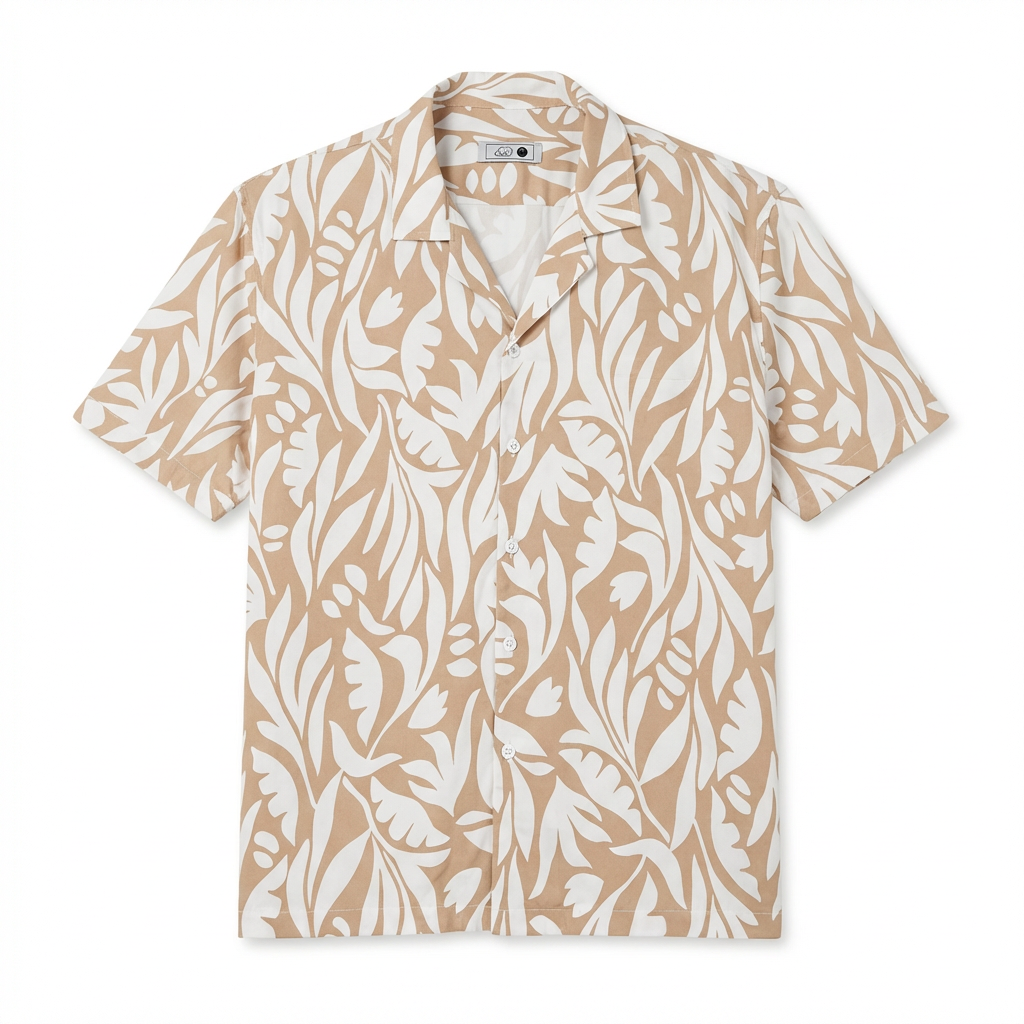 Camisa Bowling Estampada Beige C302