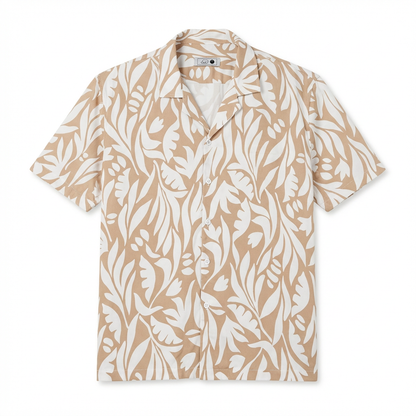 Camisa Bowling Estampada Beige C302